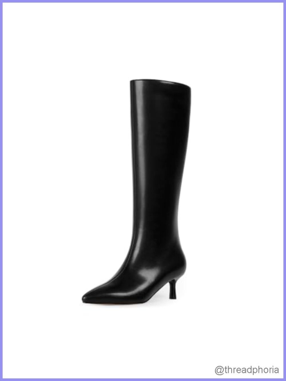 Knee High Boots Womens Faux Leather Side Zipper Kitten Heel Pointed Toe
